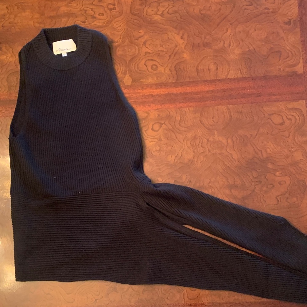 3.1 Phillip Lim Black Sleeveless asymmetrical Crewneck Knit tank